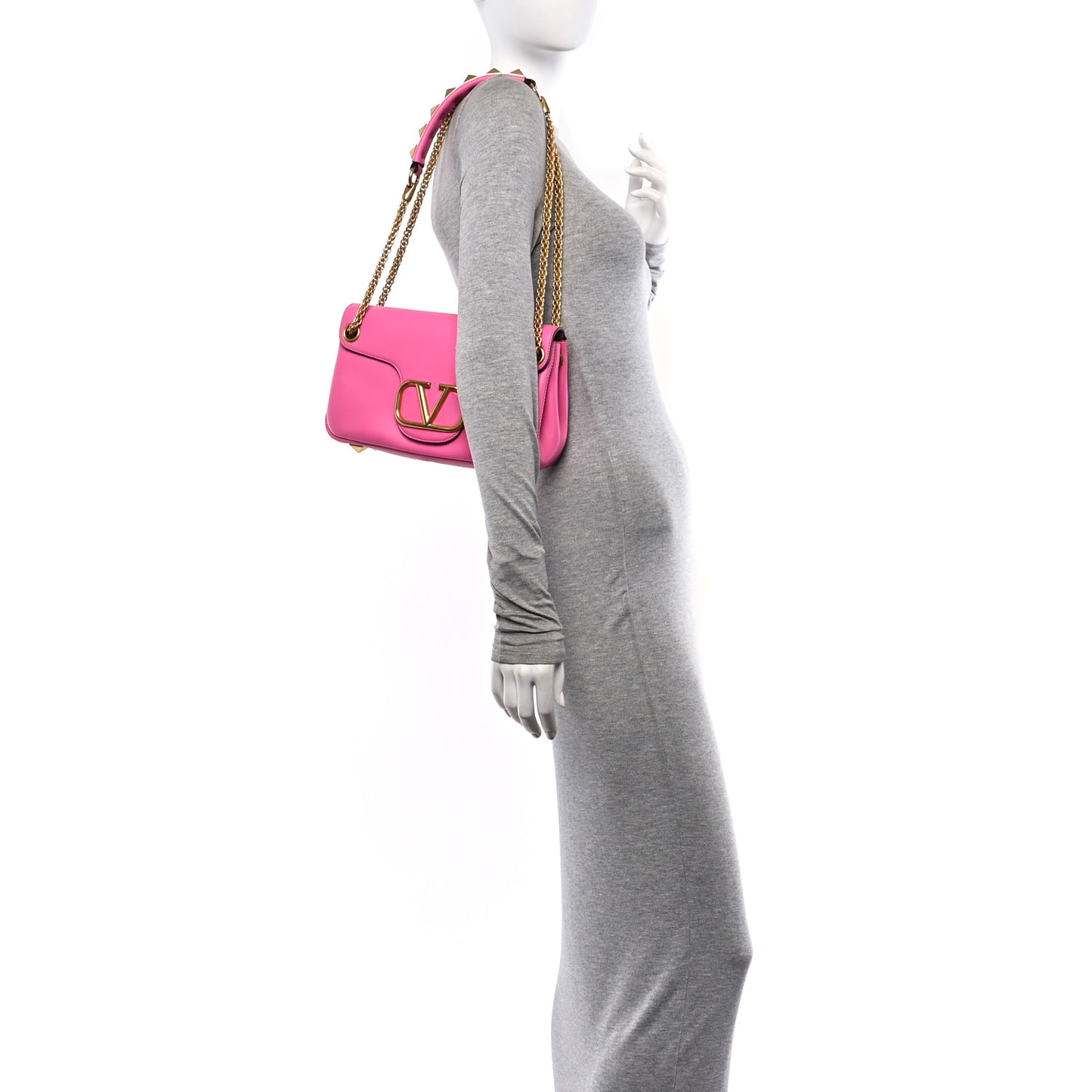 Nappa Stud Sign Shoulder Bag Feminine Pink