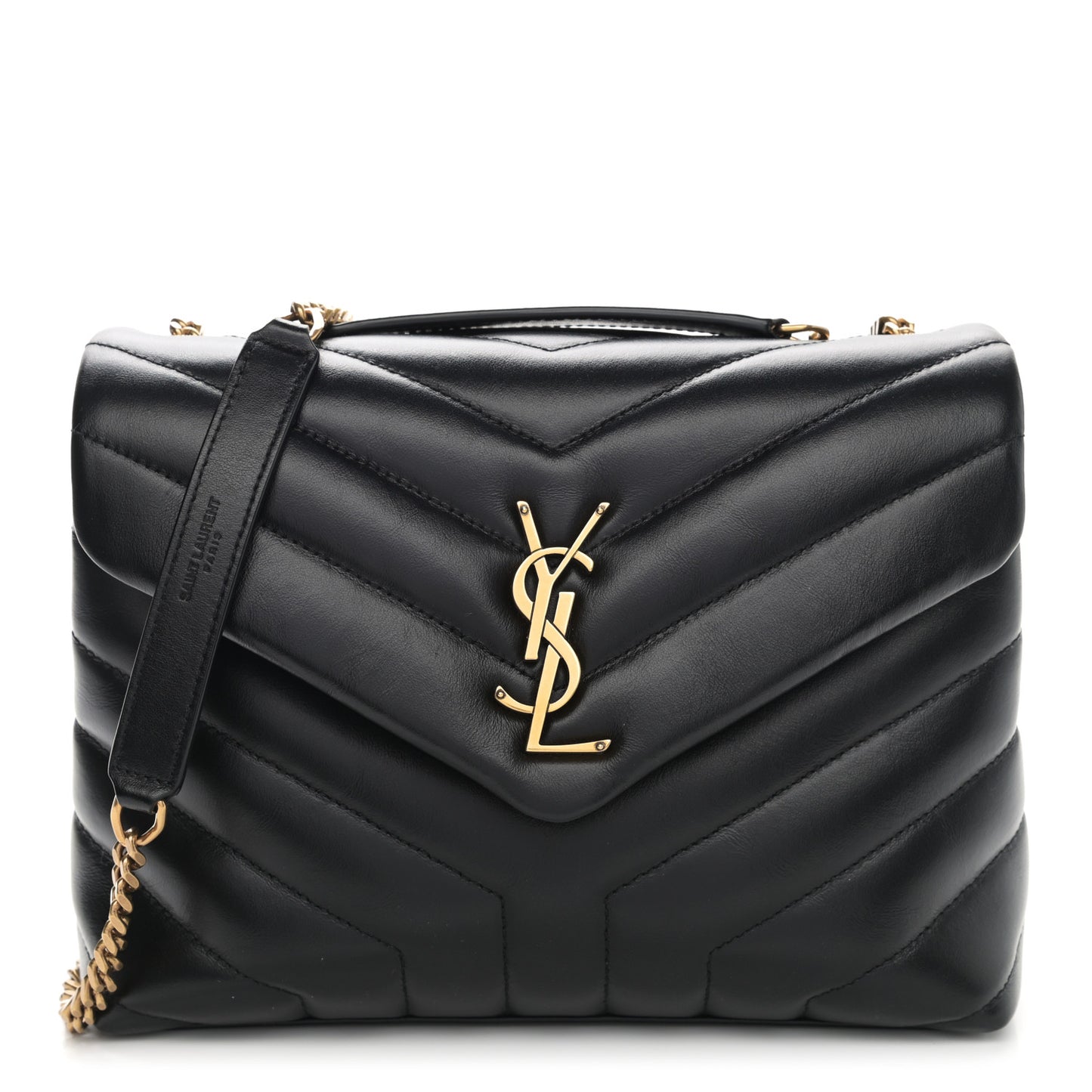 Calfskin Y Quilted Monogram Small Loulou Chain Satchel Black