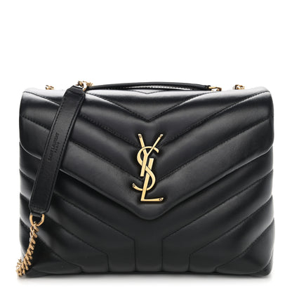 Saint Laurent Calfskin Y Quilted Monogram Small Loulou Chain Satchel Black 1 of 11