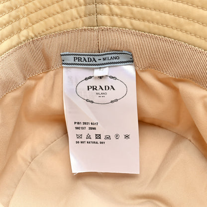 Prada Re-Nylon Metal Triangle Logo Womens Bucket Hat L Cammeo 7 of 7
