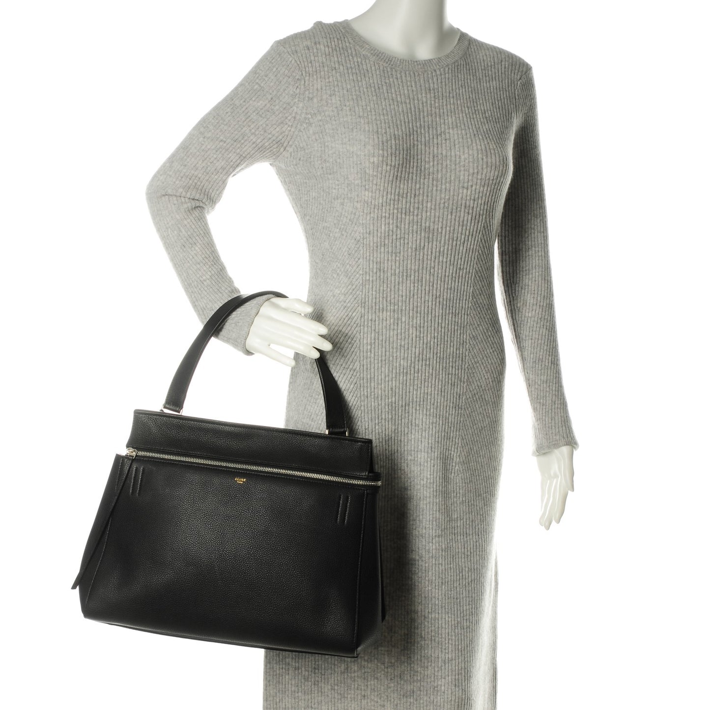 Grained Calfskin Large Edge Shoulder Bag Black