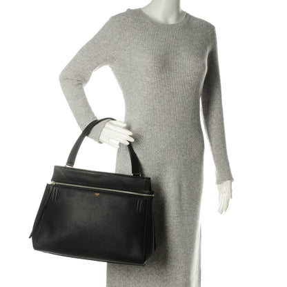 Celine Grained Calfskin Large Edge Shoulder Bag Black 2 of 9