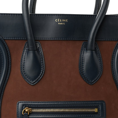 Celine Nubuck Smooth Calfskin Mini Tri-Color Luggage Marron 8 of 11