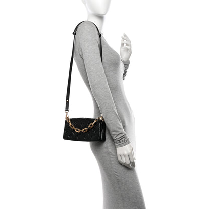 Louis Vuitton Lambskin Embossed Monogram Pochette Coussin Crossbody Black 2 of 11