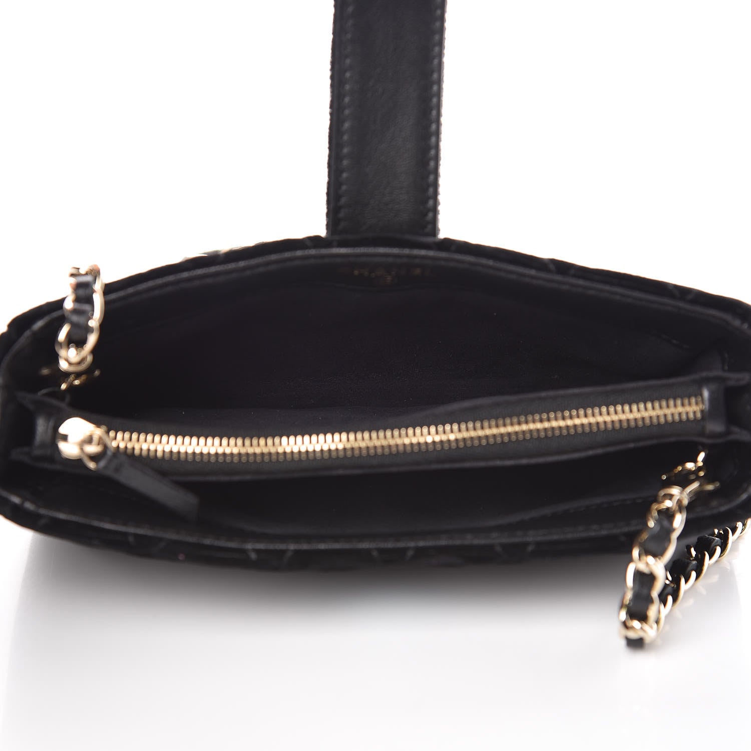 Chanel Velvet Quilted Small Clutch With Chain Black 5 of 9