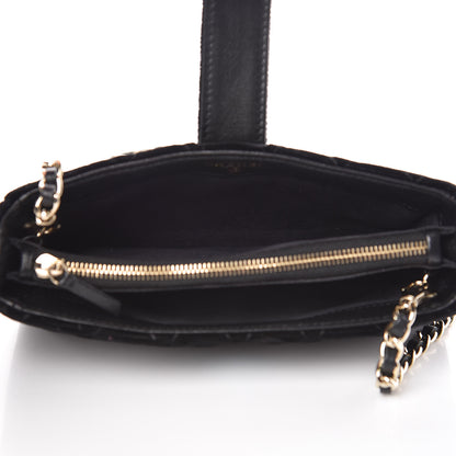 Chanel Velvet Quilted Small Clutch With Chain Black 5 of 9