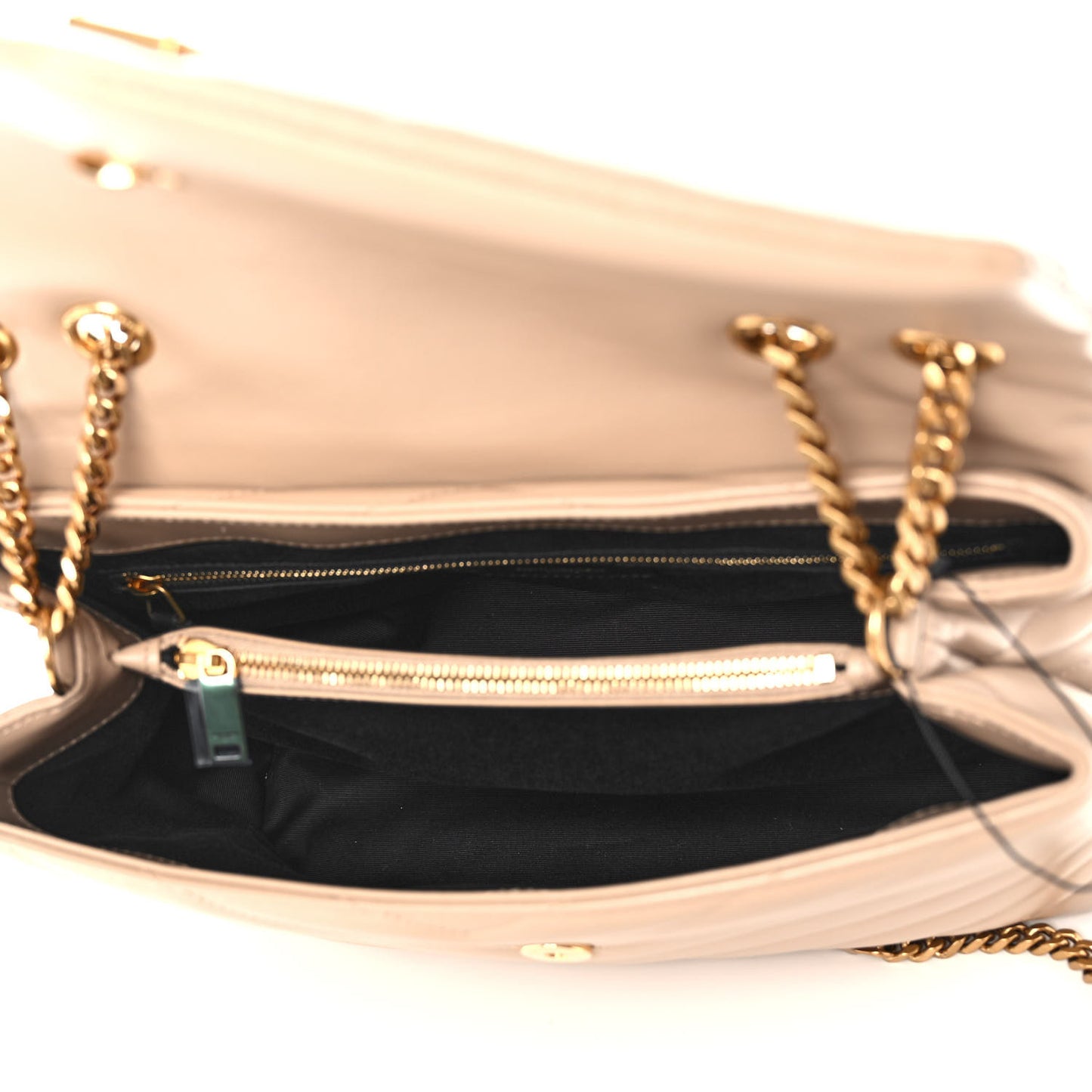 Calfskin Y Quilted Monogram Medium Loulou Chain Satchel Dark Beige