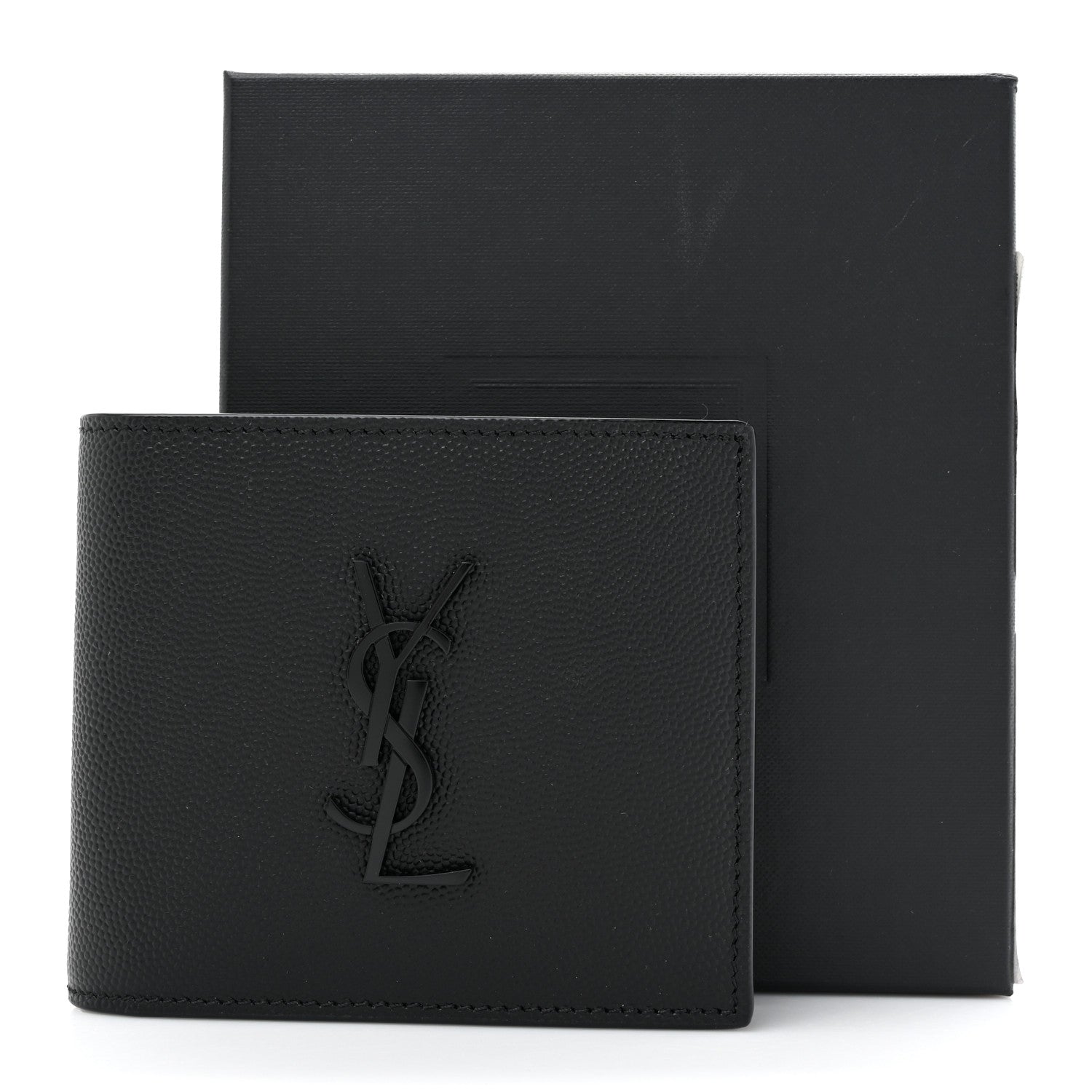 Saint Laurent Grain De Poudre Monogram Monochrome Bifold Wallet Black 10 of 10