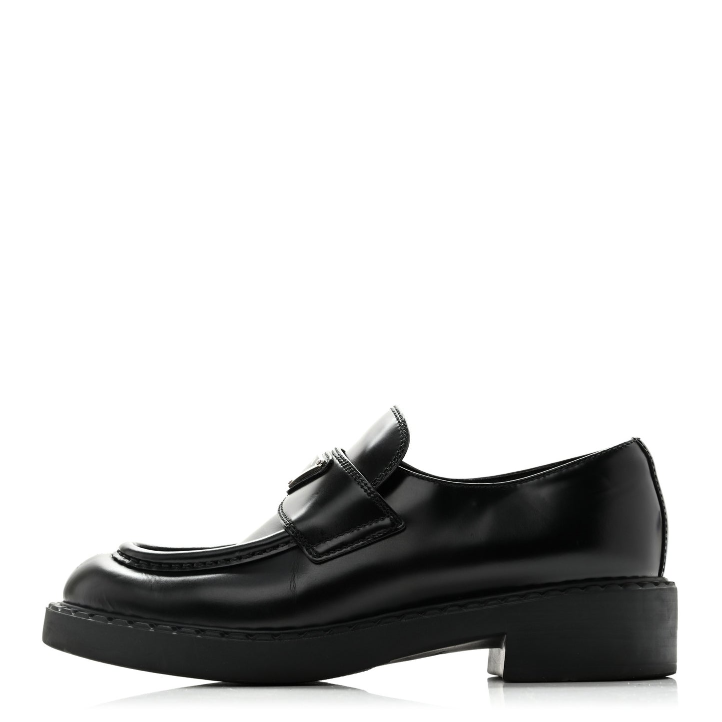 Spazzolato Metal Triangle Logo 50mm Loafers 39 Black