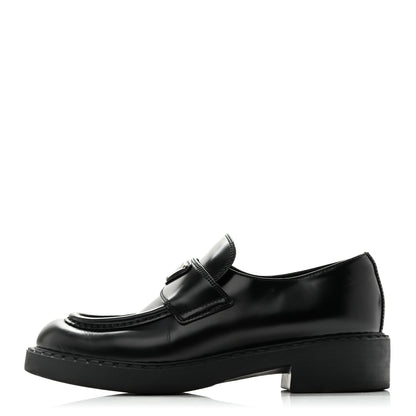 Prada Spazzolato Metal Triangle Logo 50mm Loafers 39 Black 1 of 10