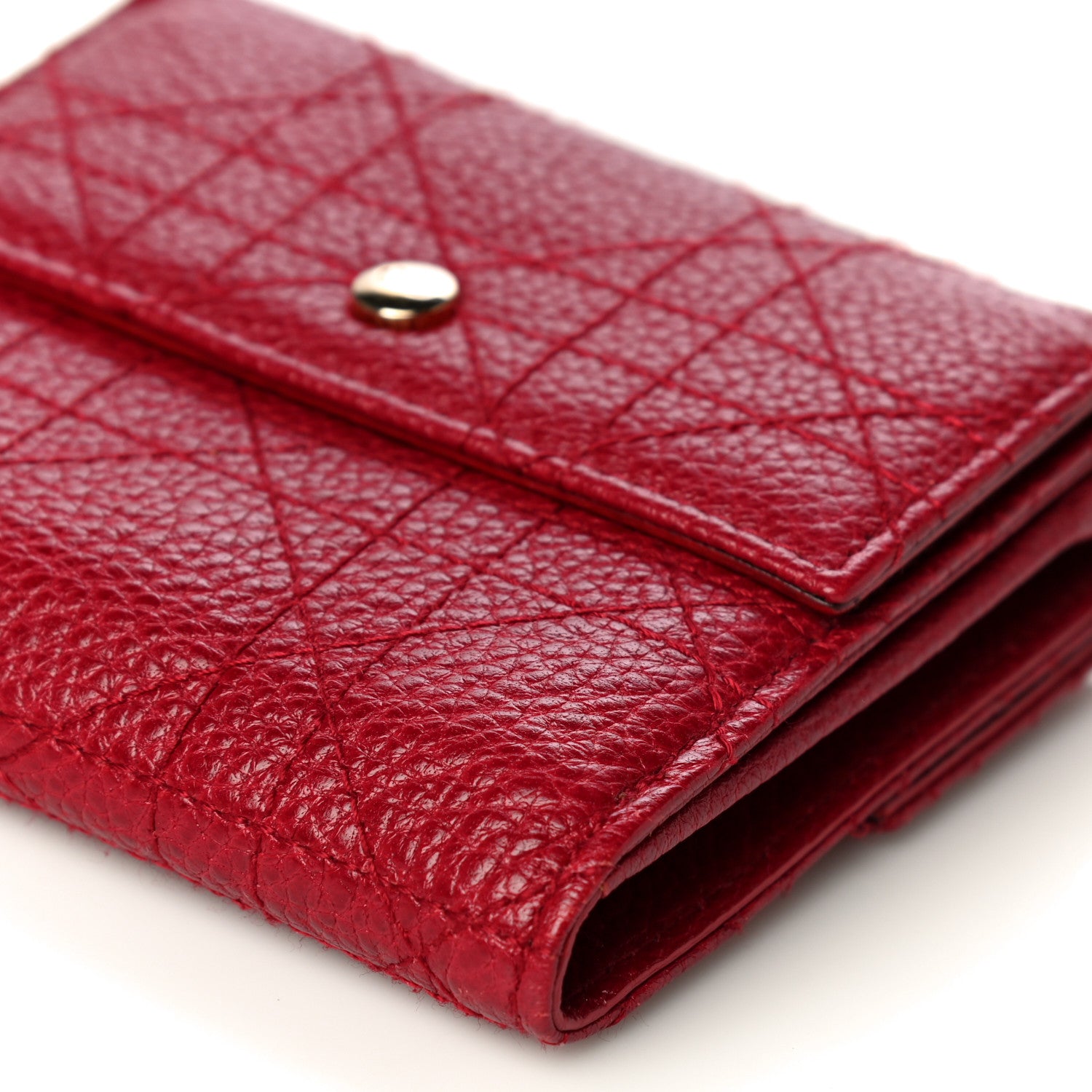Christian Dior Grained Calfskin Cannage Lady Dior French Wallet Red 7 of 11