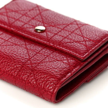 Christian Dior Grained Calfskin Cannage Lady Dior French Wallet Red 7 of 11