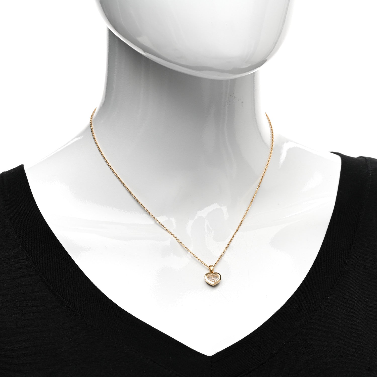 Chopard 18K Yellow Gold Diamond Happy Diamonds Icons Floating Heart Pendant Necklace 2 of 4