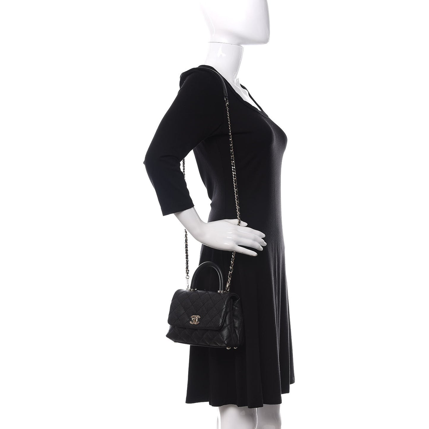 Caviar Quilted Extra Mini Coco Handle Flap Black