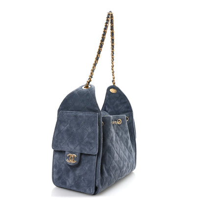 Chanel Suede Quilted Small Chanel 25 Handbag Blue 3 of 11