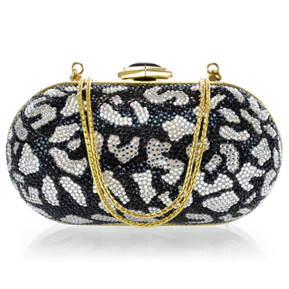 Judith Leiber Crystal Minaudiere Clutch Black White 1 of 11