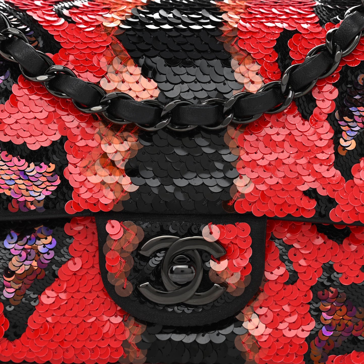 Sequin Mini Rectangular Flap Red Black Multicolor