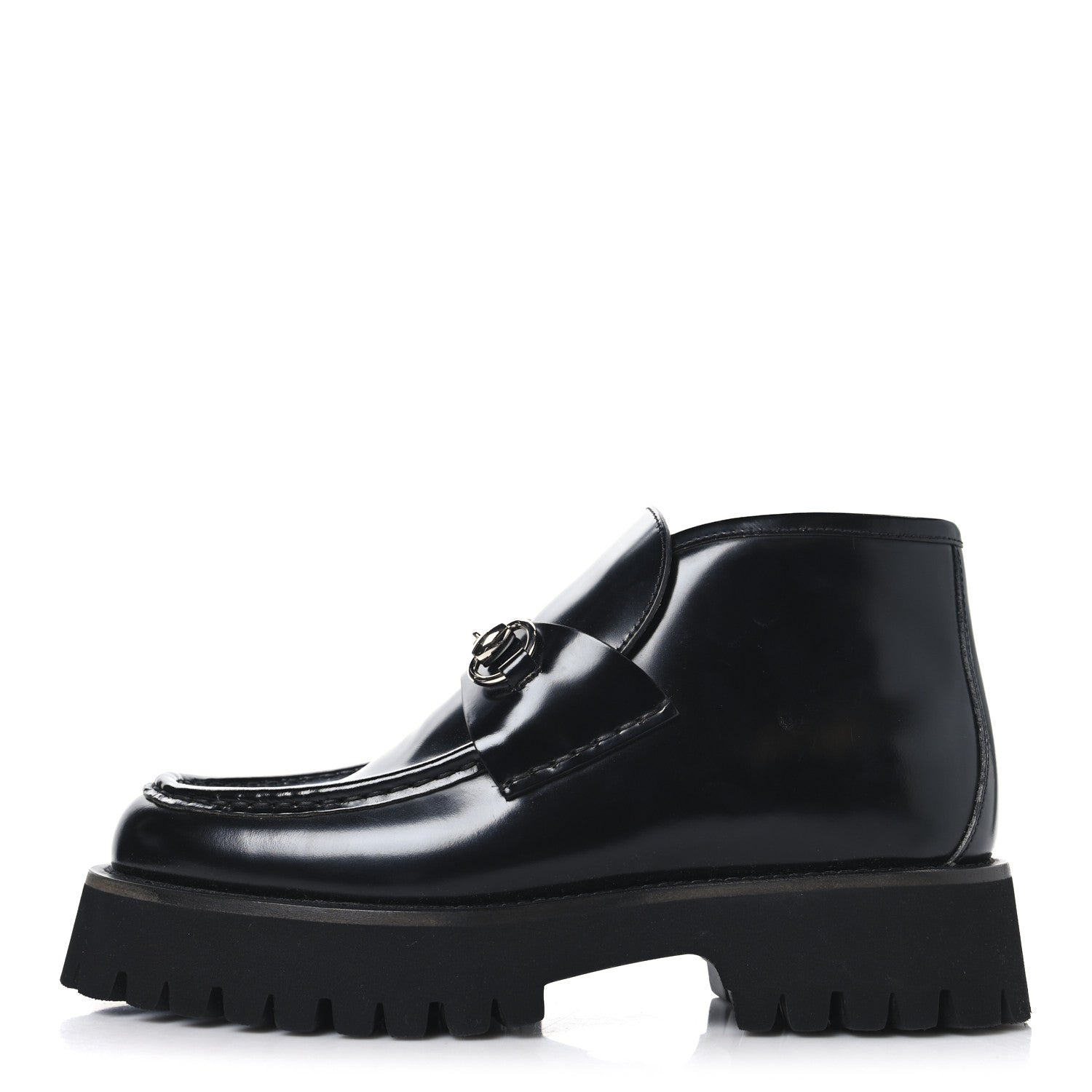 Gucci Cordovan Lux Womens Horsebit Platform Ankle Boots 38.5 Black 1 of 10
