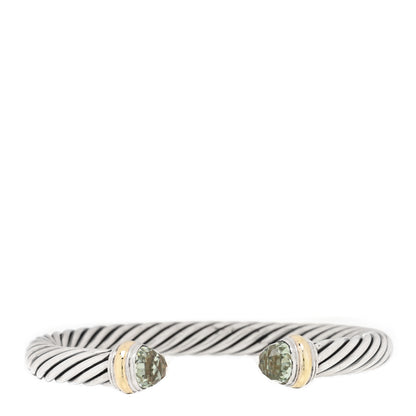 David Yurman Sterling Silver 14K Yellow Gold Prasiolite 7mm Cable Classics Bracelet 1 of 3