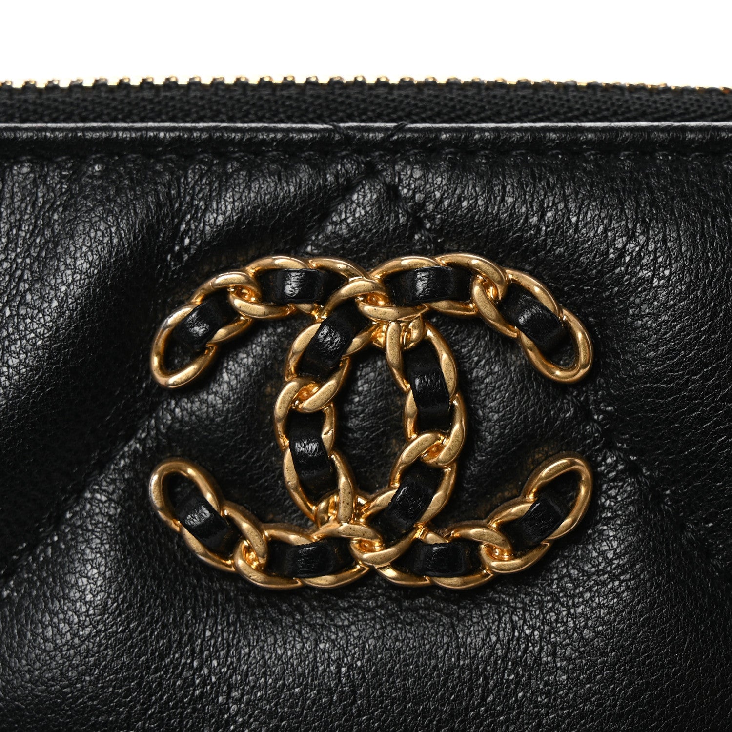 Chanel Shiny Goatskin Quilted Small Chanel 19 Pouch With Handle Black 9 of 10