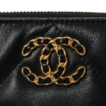 Chanel Shiny Goatskin Quilted Small Chanel 19 Pouch With Handle Black 9 of 10