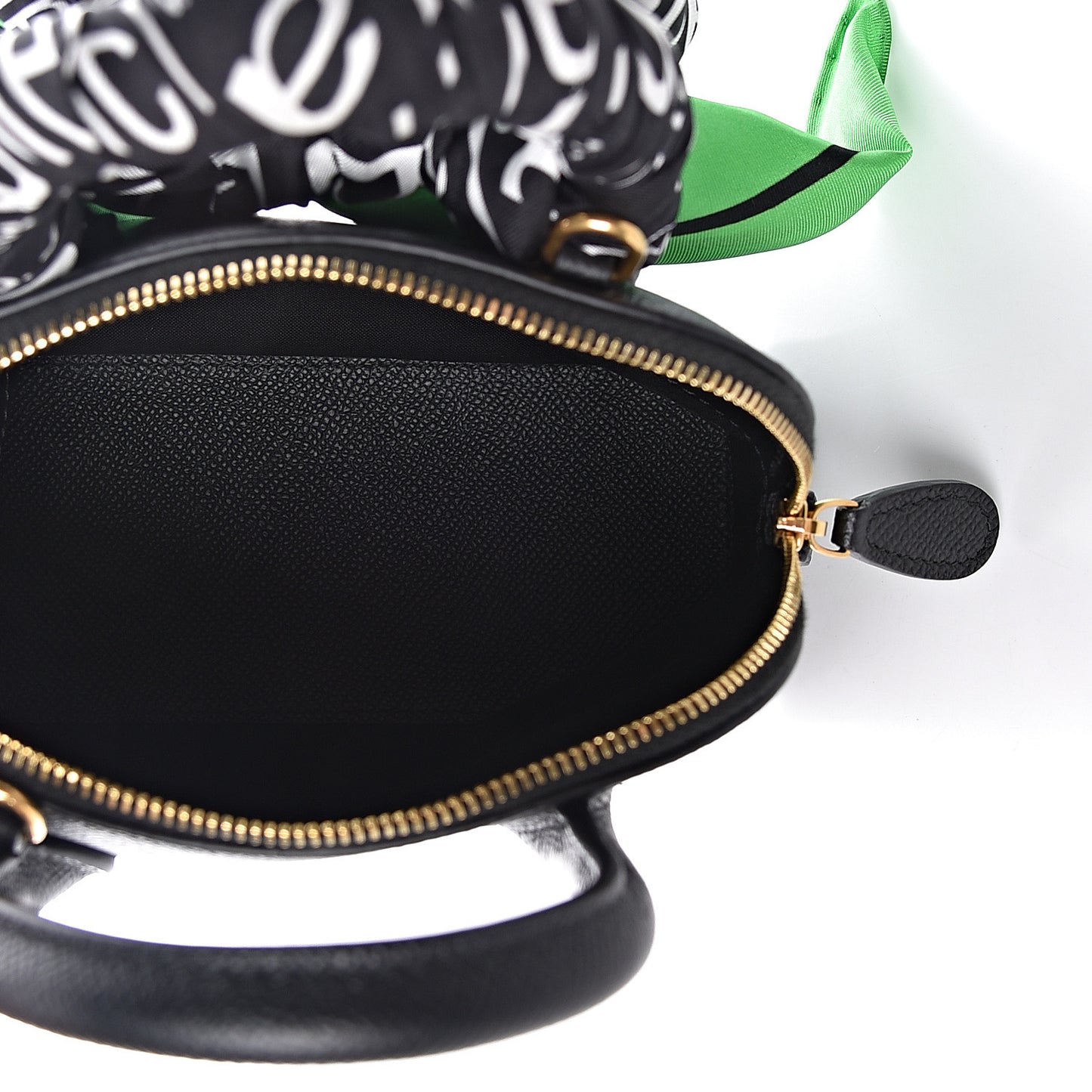 Grained Calfskin XXS Ville Top Handle Bag Scarf Black