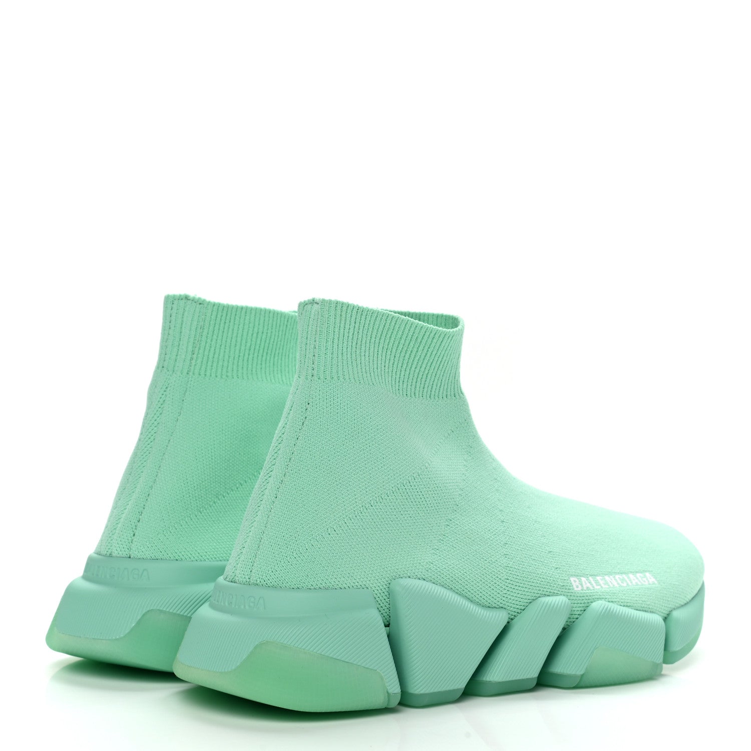 Balenciaga Technical 3D Recycled Knit Womens Speed 2.0 Transparent Sole Sneakers 37 Mint 4 of 9