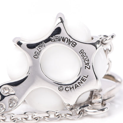 Chanel 18K White Gold White Agate Diamond Camelia Sculpté Bracelet 4 of 4