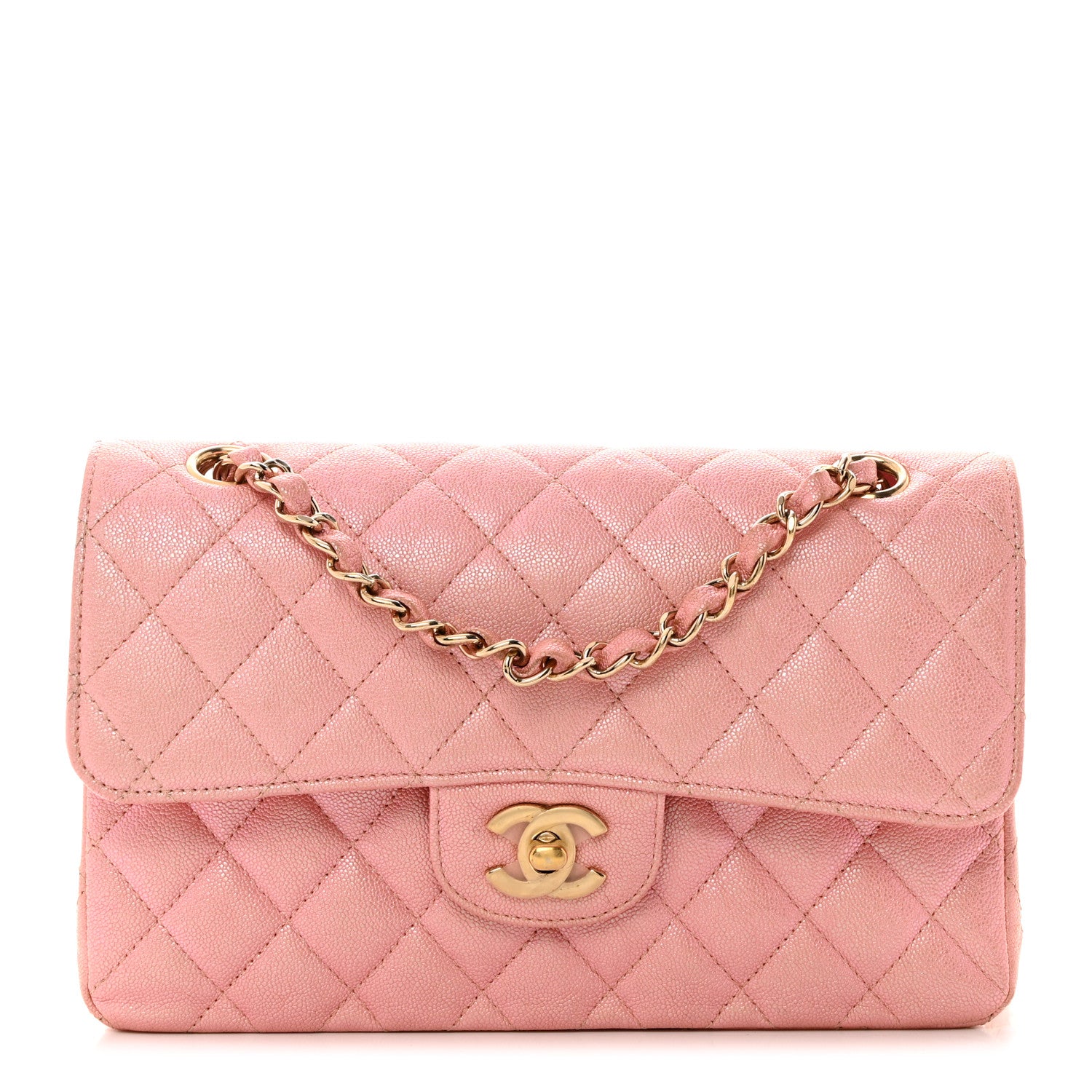 Chanel Iridescent Caviar Quilted Small Double Flap Pink 1 of 10