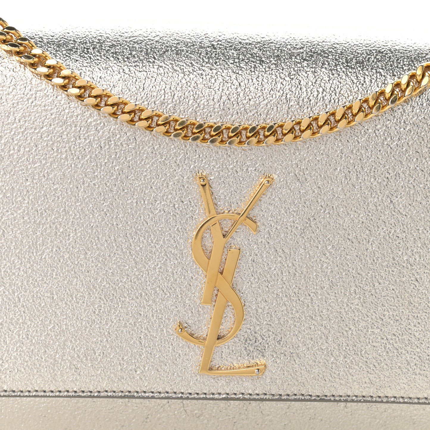 Metallic Calfskin Medium Classic Monogram Kate Satchel Pale Gold
