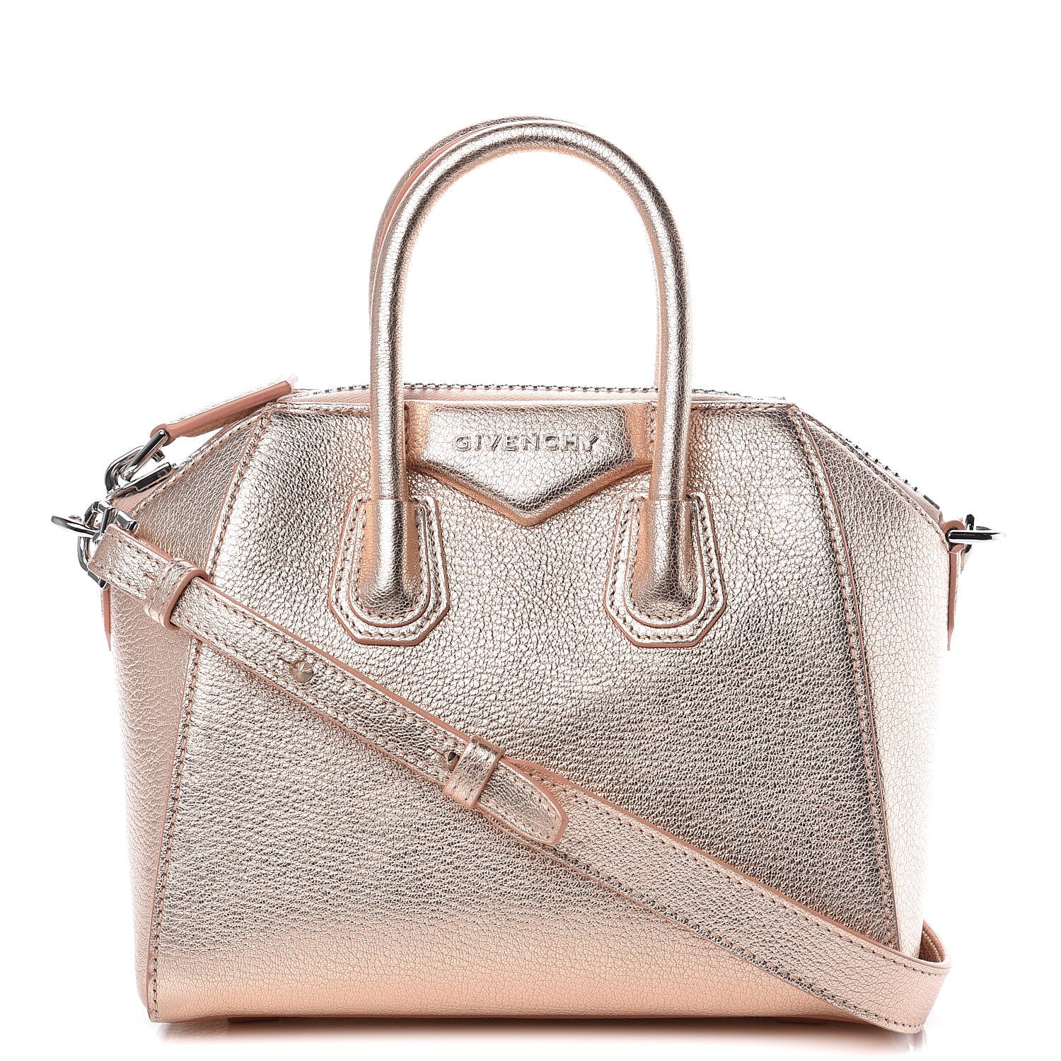 Givenchy Metallic Sugar Goatskin Mini Antigona Light Pink 1 of 12
