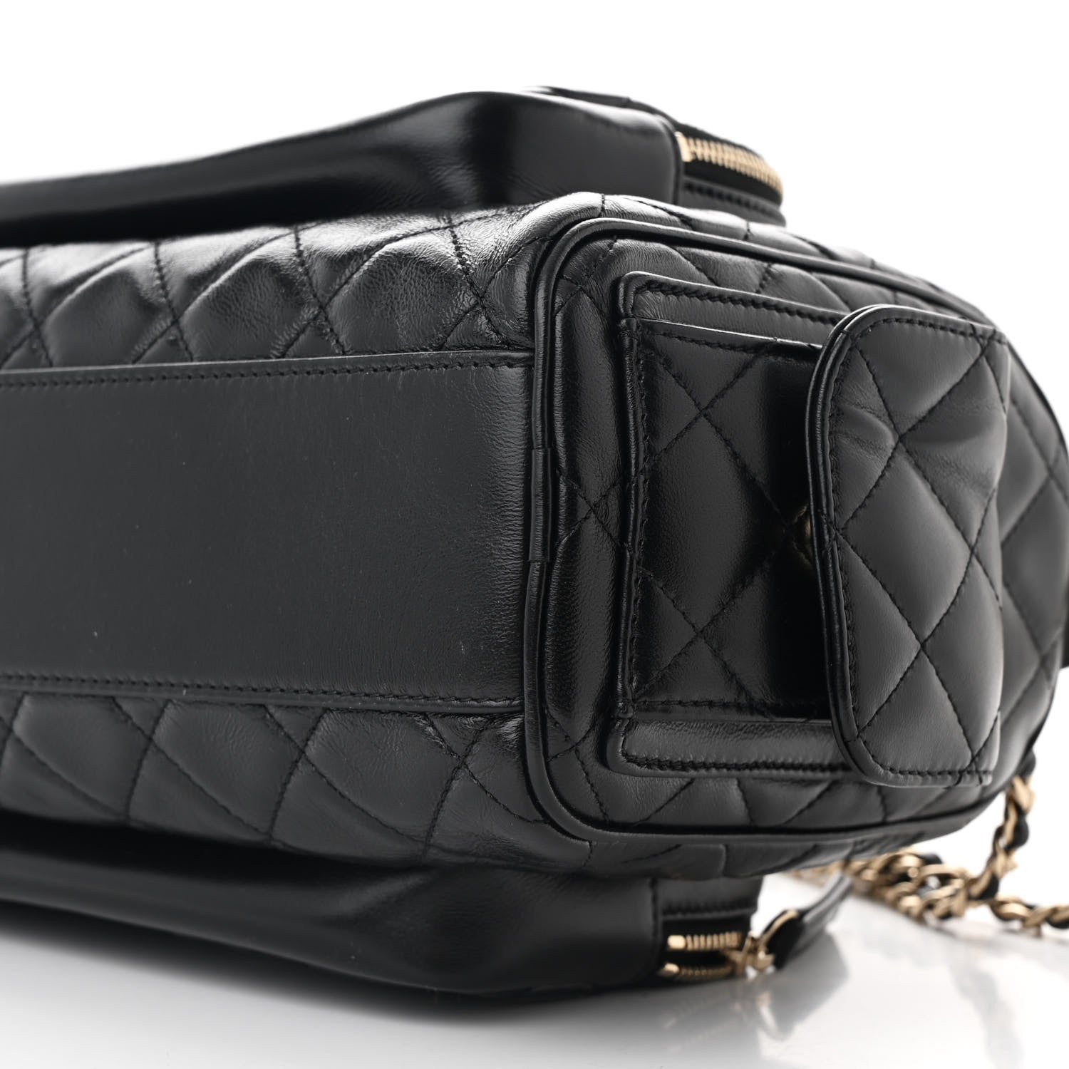 Chanel Shiny Crumpled Lambskin Quilted Medium Preppy Pocket Camera Case Black 10 of 10