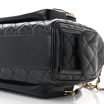 Chanel Shiny Crumpled Lambskin Quilted Medium Preppy Pocket Camera Case Black 10 of 10