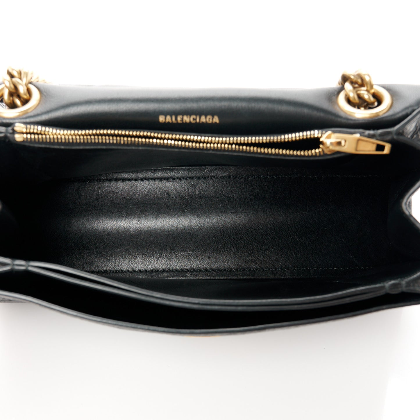Crushed Calfskin Quilted Aged Gold Hardware Small Crush Chain Bag Black