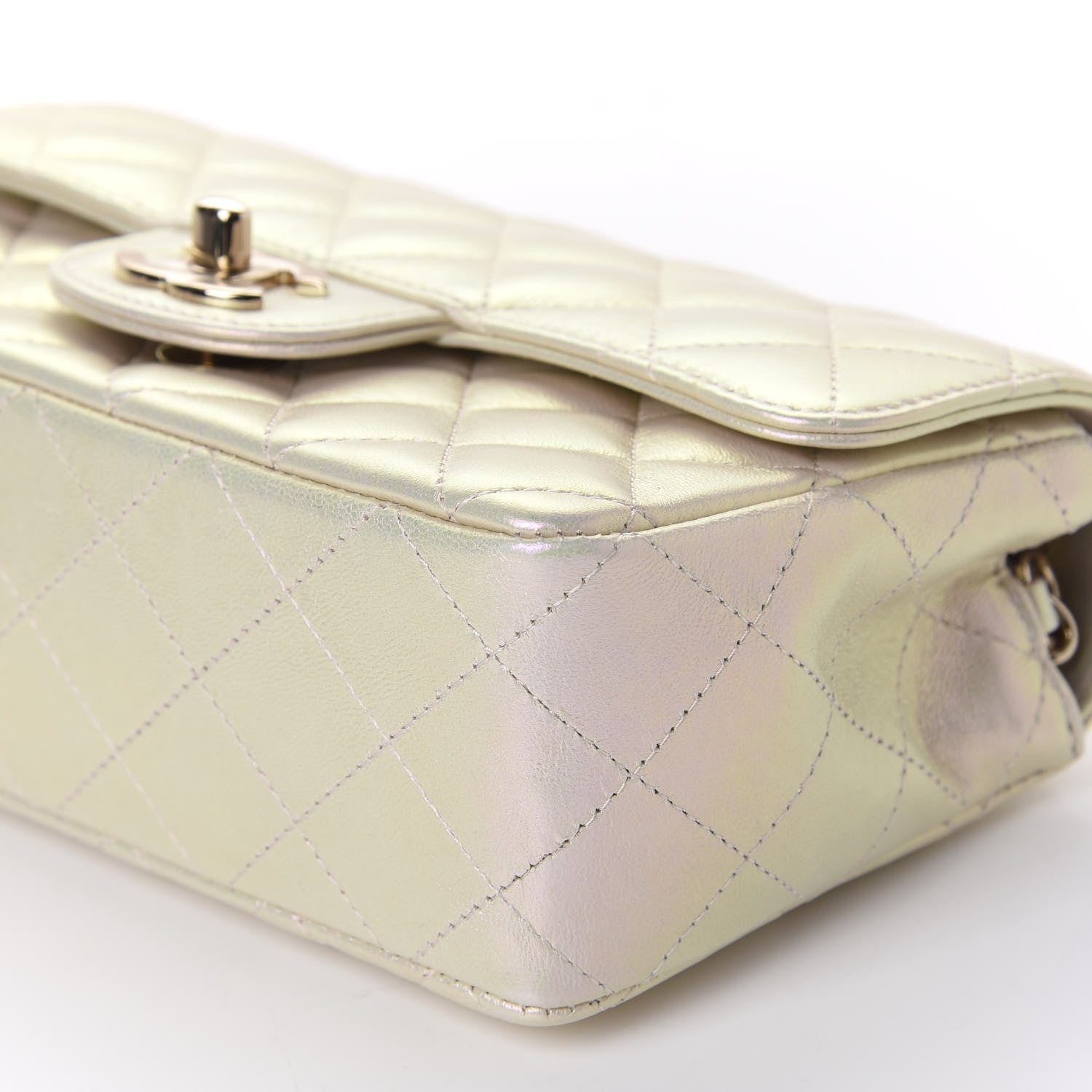 Chanel Iridescent Lambskin Quilted Mini Rectangular Flap Ivory 7 of 11