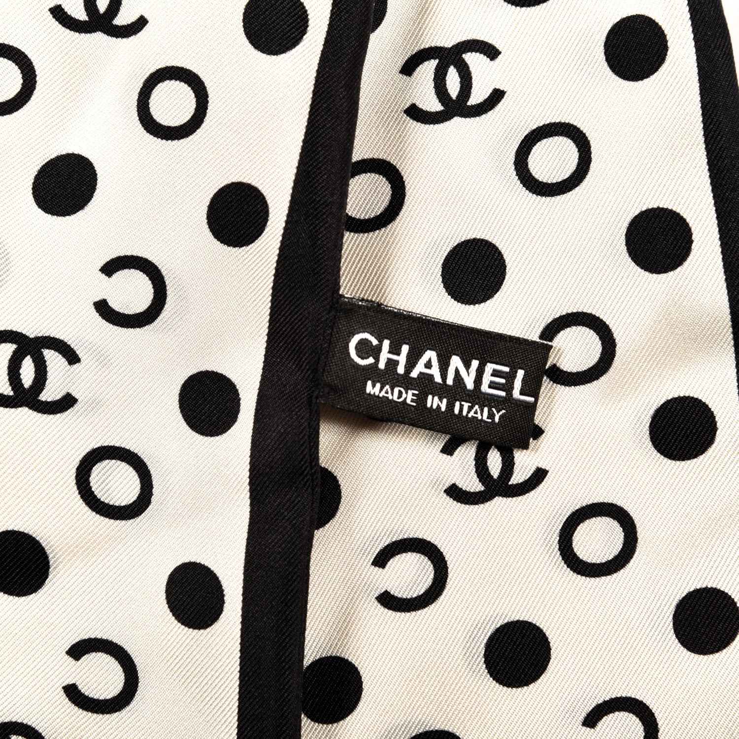 Chanel Silk CC Twilly Hair Tie Ivory Black 2 of 4