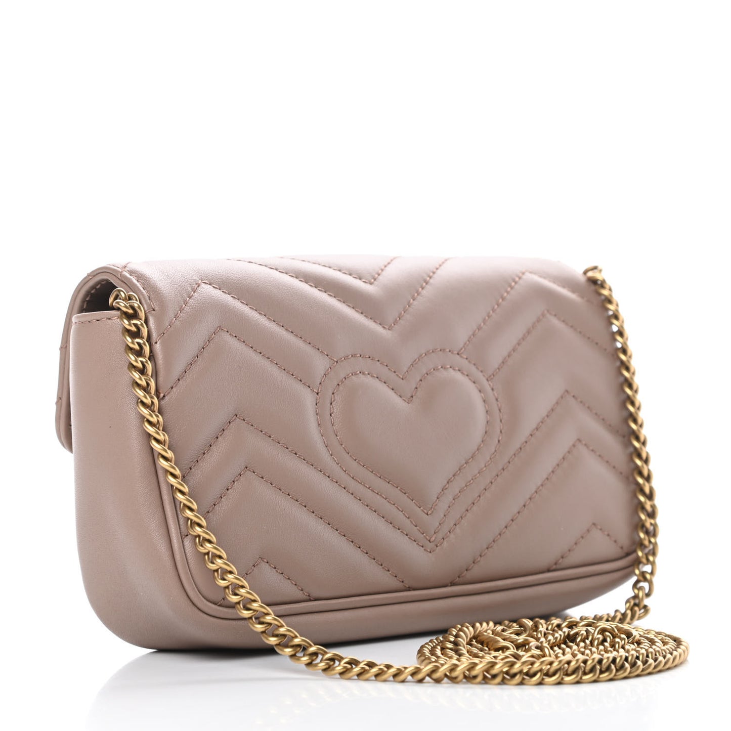Calfskin Matelasse Super Mini GG Marmont Shoulder Bag Porcelain Rose