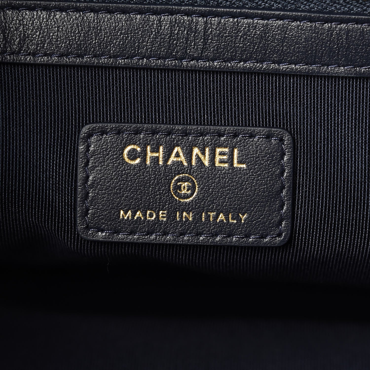 Chanel Lurex Canvas Medium Deauville Cosmetic Pouch Navy Blue Gold 6 of 7