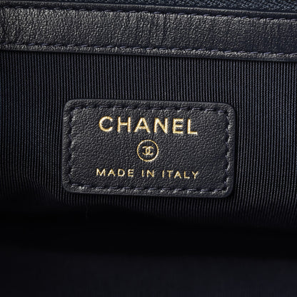 Chanel Lurex Canvas Medium Deauville Cosmetic Pouch Navy Blue Gold 6 of 7