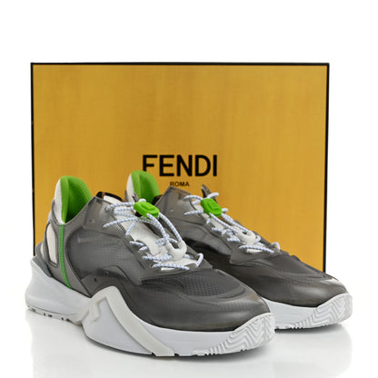 Fendi Fabric Calfskin Rubber Transparent Mens Fendi Flow Low Top Sneakers 9 Grigio Ultra White 10 of 10