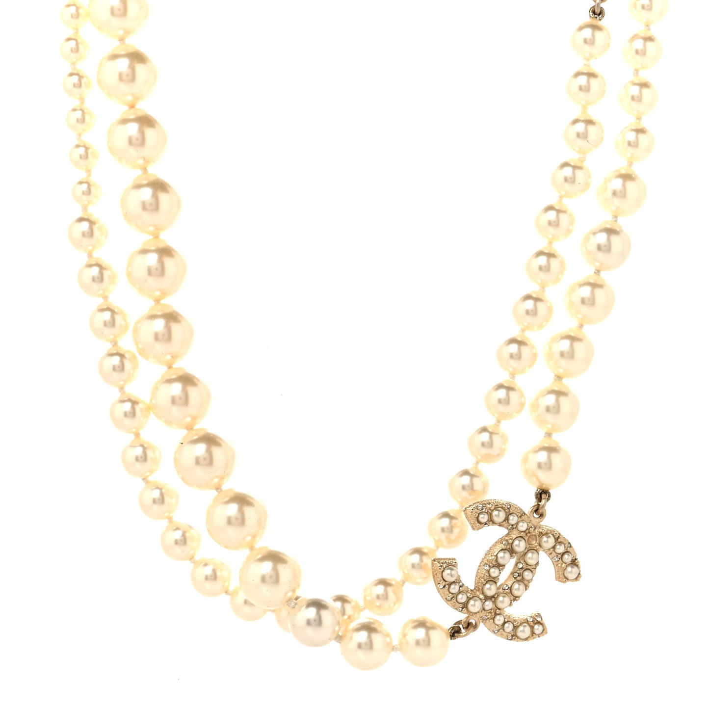 Pearl CC 100th Anniversary Long Necklace Light Gold Light Gold
