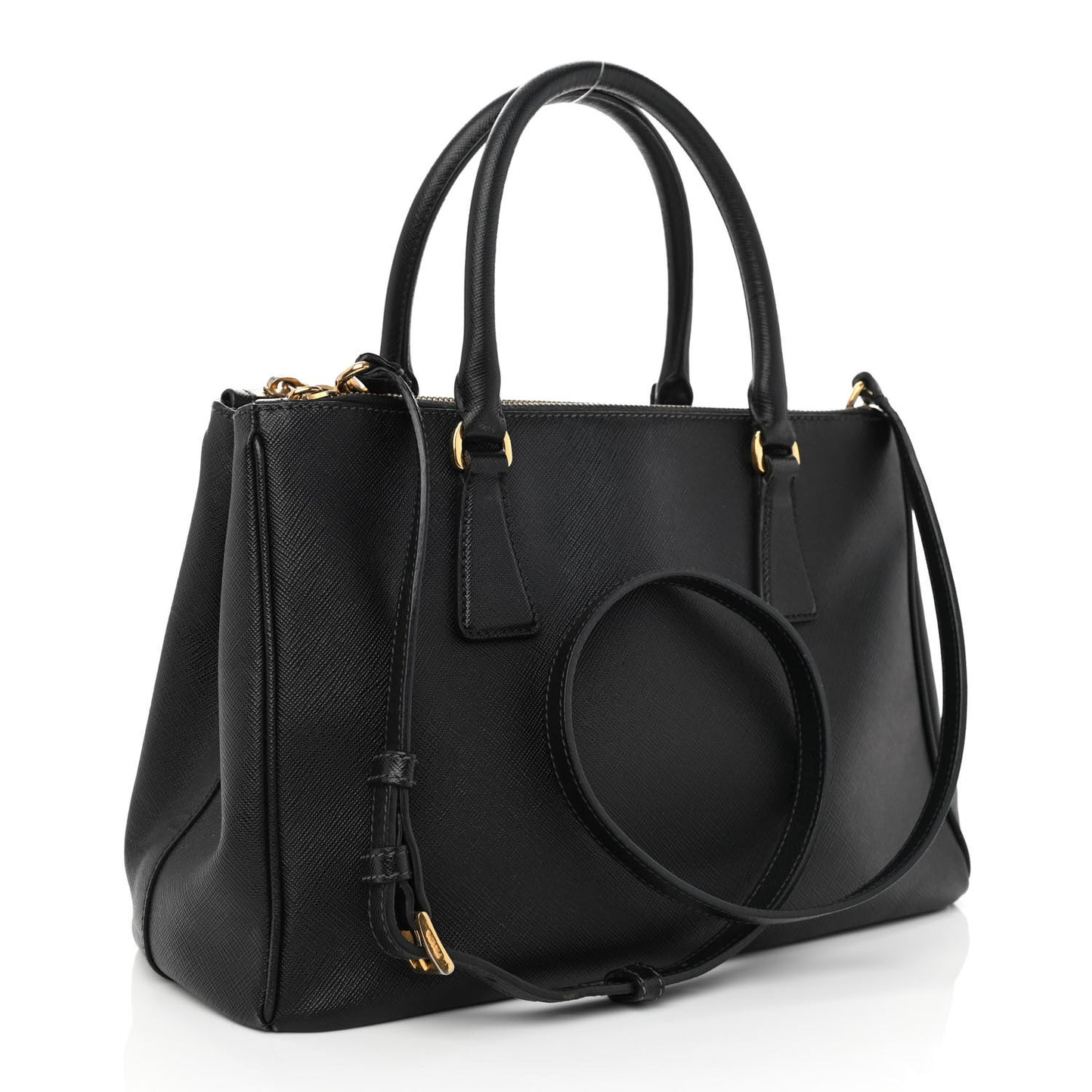 Saffiano Small Galleria Double Zip Tote Black