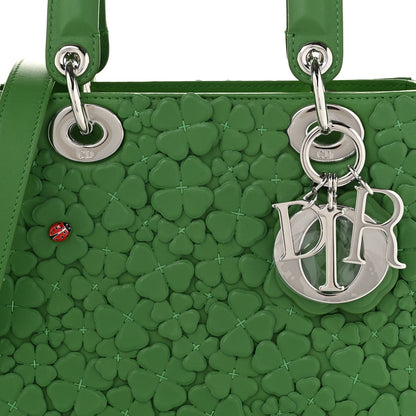 Christian Dior Lambskin Clover Allover Embroidered Mini Lady Dior Lucky Green 8 of 10