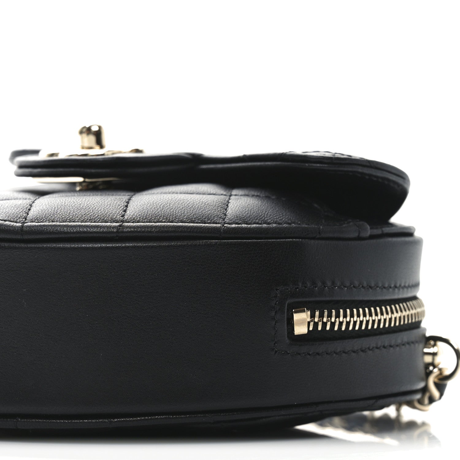 Chanel Lambskin Quilted CC In Love Heart Waist Belt Bag With Chain Black 9 of 10