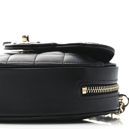 Chanel Lambskin Quilted CC In Love Heart Waist Belt Bag With Chain Black 9 of 10