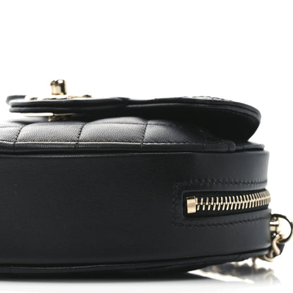 Chanel Lambskin Quilted CC In Love Heart Waist Belt Bag With Chain Black 9 of 10