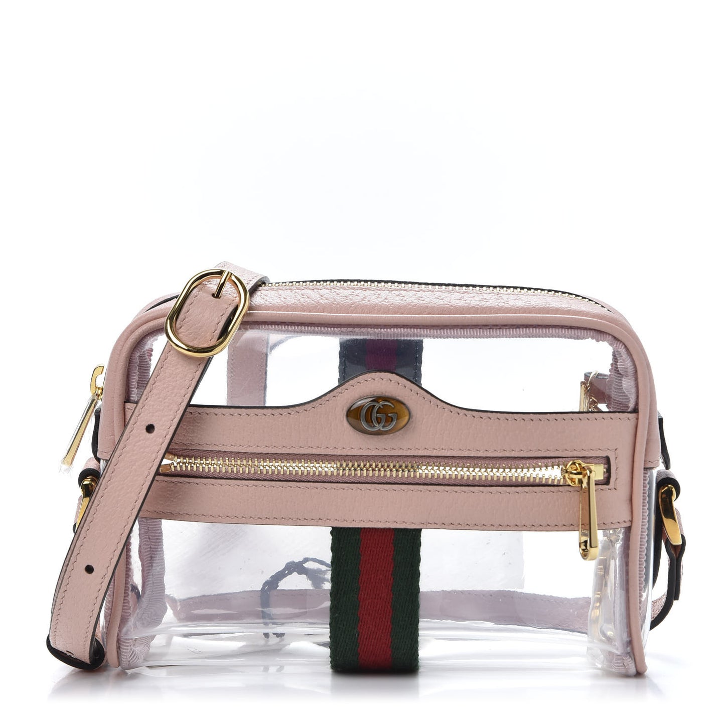Vinyl Web Mini Ophidia Transparent Shoulder Bag Perfect Pink