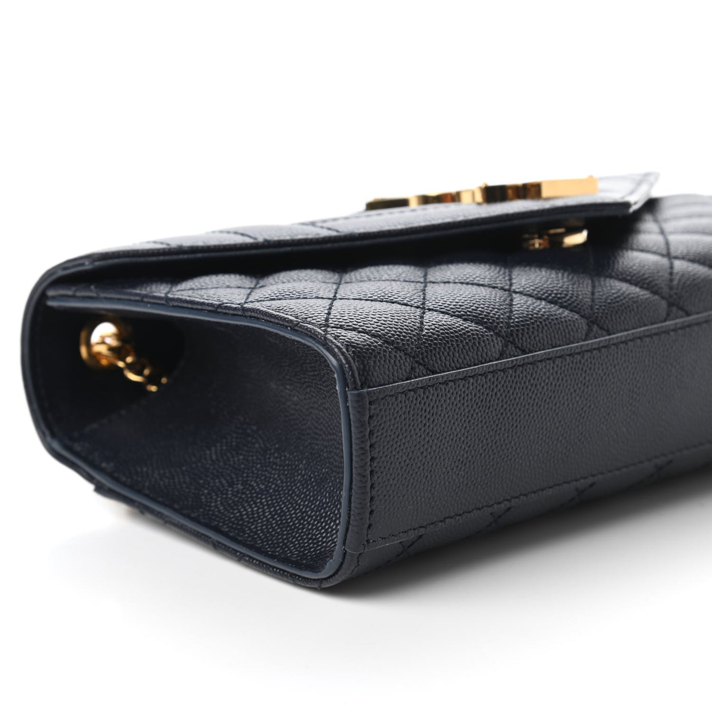 Grain De Poudre Textured Mixed Matelasse Triquilt Small Monogram Satchel Navy Blue