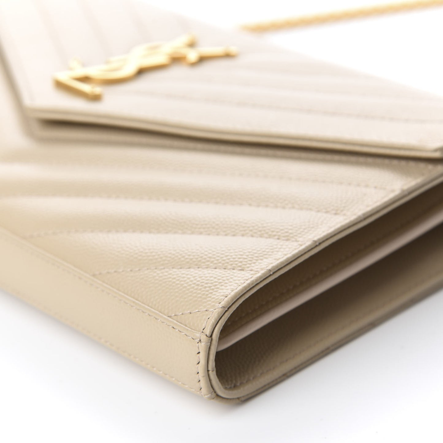 Grain De Poudre Matelasse Chevron Monogram Chain Wallet Nude Powder