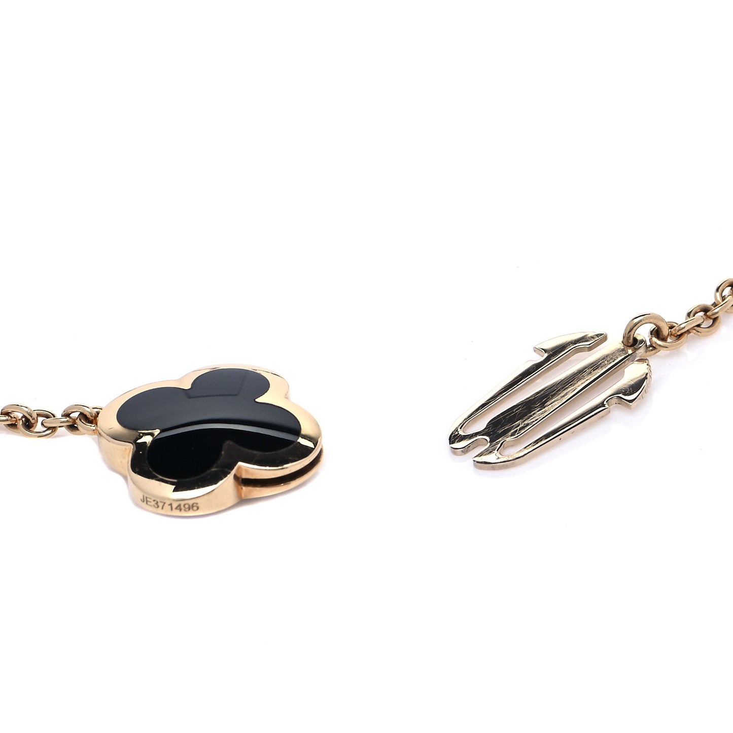 18K Yellow Gold Black Onyx Pure 14 Motifs Alhambra Necklace